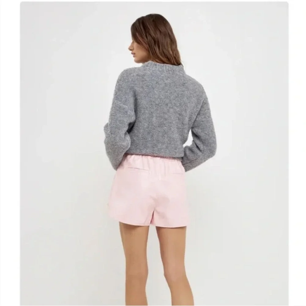 GREY LAB Shorts Dusty Rose Faux Leather High Waisted Pleated Trendy NWT